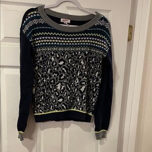 Arizona Jeans Women's Sweater - Navy, Gray, and Yellow size L